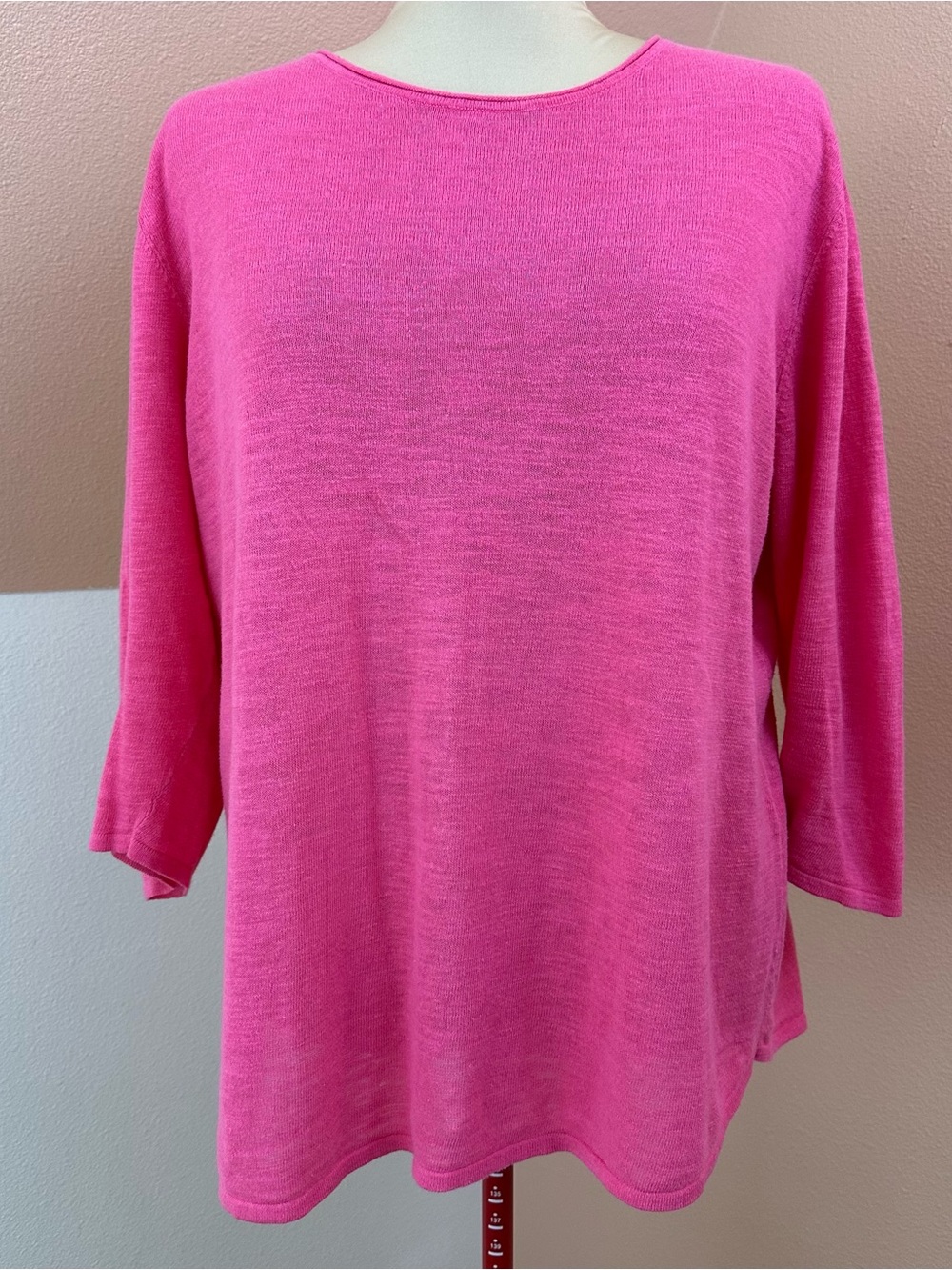 J Jill Sweater Womens XL Pink Linen Cotton Blend 3/4 Sleeve Lightweight Knit Top